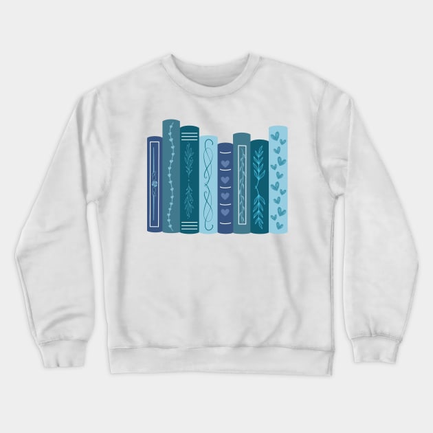 Blue Bookshelf Crewneck Sweatshirt by medimidoodles